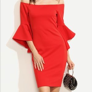 ✔️ DONATED ✔️ Ruffle Sleeve Split Pencil Dress